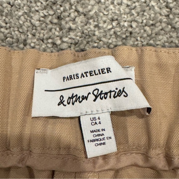 & Other Stories Tailored High Waist Trousers Cropped Beige Size 4 Like New - Picture 5 of 11